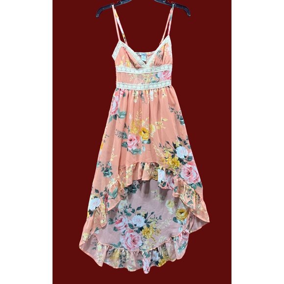 Rue 21 - Women's Summer Sleeveless High Low Hem Ruffle Floral Dress - Pink - XXS - Picture 1 of 16